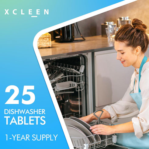 Dishwasher Cleaner and Deodorizer Tablet 25 Count, Deep Cleaning Tablet for Limescale, Mineral Buildup, and Odor