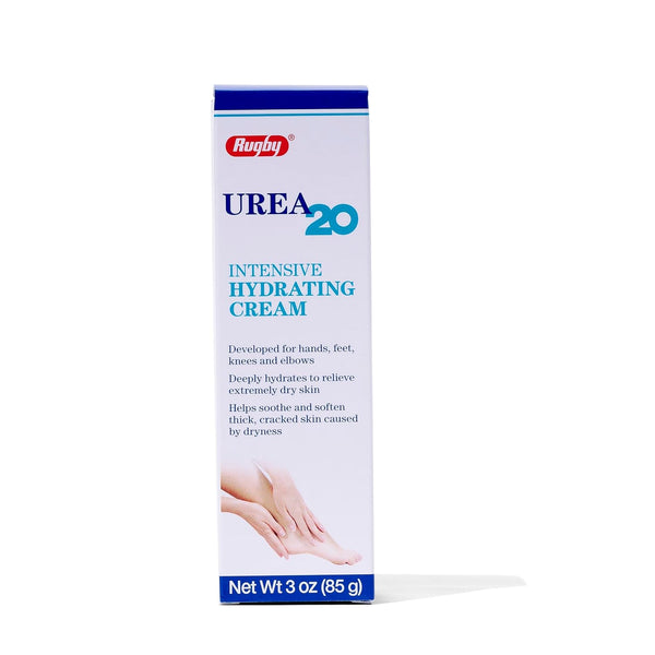 Rugby Urea 20% Intensive Hydrating Cream for Feet, Hands, Knees, and Elbows, 3 Oz