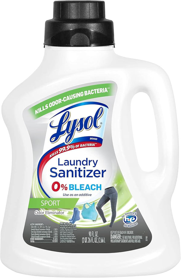 Lysol Sport Laundry Sanitizer Additive, 90oz, Eliminates Odor Causing Bacteria for Gym Clothes