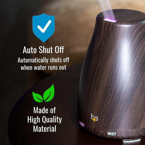 HealthSmart Essential Oil Diffuser, Cool Mist Humidifier and Aromatherapy Diffuser, 150ML Tank for Small Rooms