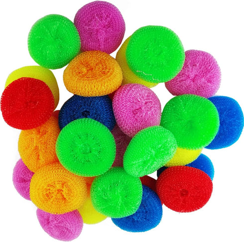 30PCS Plastic Dish Scrubbers, Round Scrubber Scouring Pad, Non Scratch Nylon Dish Scrubber
