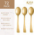 N9R 72Pcs Gold Plastic Spoons - Solid, Durable, Heavy Duty Gold Plastic Silverware - Disposable Cutlery for Parties, Weddings and Dinner