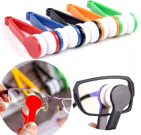 KINGVELLY 8 Pcs Mini Eyeglass Cleaner Kit, Microfiber Glasses Cleaning Clip with Soft Brush, Portable Spectacles