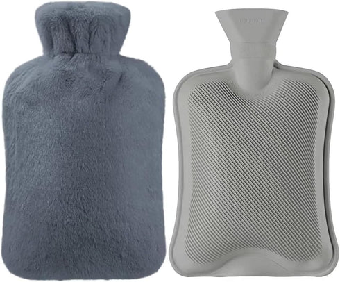 Hot Water Bottle with Soft Cover, 2L Classic Rubber Bag for Menstrual Cramps, Pain Relief, Hot Cold Therapy for Women