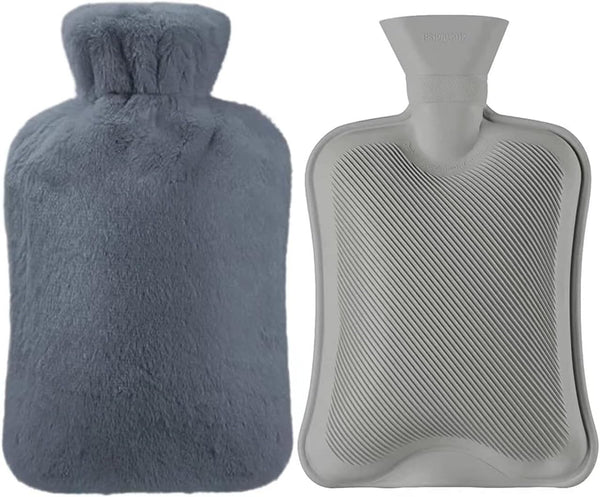 Hot Water Bottle with Soft Cover, 2L Classic Rubber Bag for Menstrual Cramps, Pain Relief, Hot Cold Therapy for Women