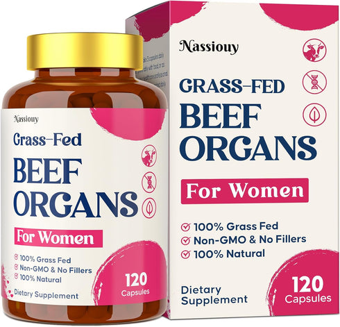 Nassiouy 12-In-1 Beef Organ Supplement for Women - Beef Liver, Uterus, Kidney, Heart,