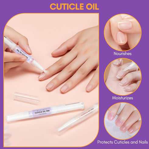 Makartt Nail Glue Remover Kit, for Press on Nails, 10ML Glue Off, Nail File Buffer, Cuticle Oil