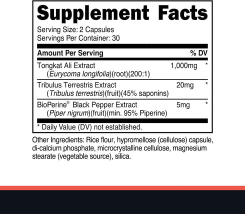 Primal Tongkat Ali Capsules (60 Capsules / 30 Servings, 1,000 mg) - Modernized Energy and Performance Support for Men