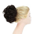 Rose Bud Chignon Hairpiece Curly Bun Extensions Scrunchie Updo Synthetic Combs for Women, Dark Brown