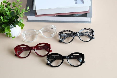 Eyekepper 4 Packing Round Reading Glasses - Women Large Frame Stylish Readers +0.50