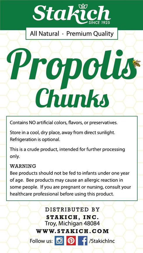 Stakich Bee Propolis Chunks, Pure, Natural, 4 Ounce