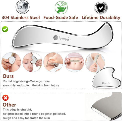 Niymyin 5-in-1 Set, Stainless Steel Muscle & Fascia Scraper Tool For Body Skin Massage and Sore Muscles, Myofascial