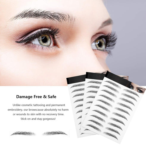 Maitys 12 Sheets 108 Pairs 4D Hair Like Waterproof Eyebrow Tattoos Stickers Temporary Transfer Brows Decal for Women