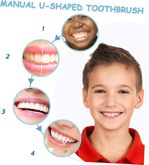 Set 4pcs FRCOLOR Kids U-Shaped Toothbrush Soft Silicone Baby Oral Cleaner Fun Design for Healthy Gums for Travel