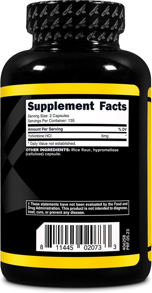 PrimaForce Yohimbine HCl 2.5mg, 270 Capsules - Premium Performance Boosting Supplement, Non-GMO, Gluten Free