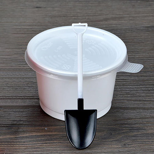 LJJCSFF 20 PCS Black Shovel Spoons Dessert Mini Pudding Spoons Plastic Shovel Spoons Disposable Tiny Shovel Spoon