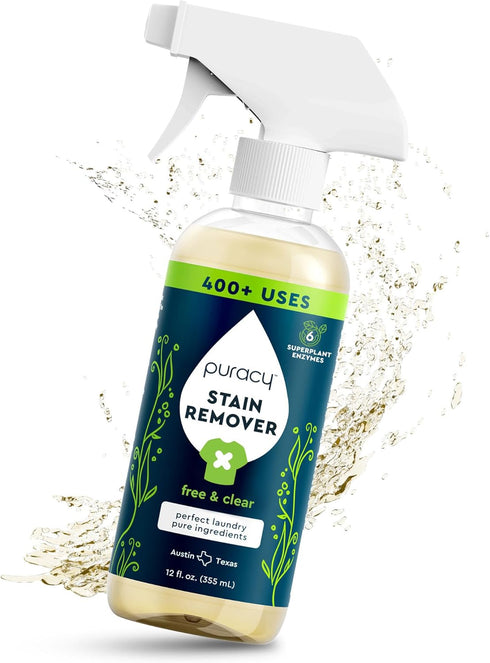 Puracy Stain Remover Cleaning Spray Natural Travel Stain Remover for Clothes Enzyme-Powered 12 oz