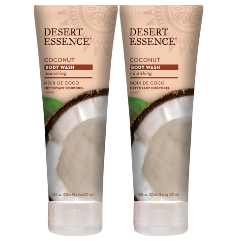 Desert Essence Coconut Body Wash - Deep Hydration with Organic Coconut, Jojoba Oil & Shea Butter - Vegan, 8oz (Pack of