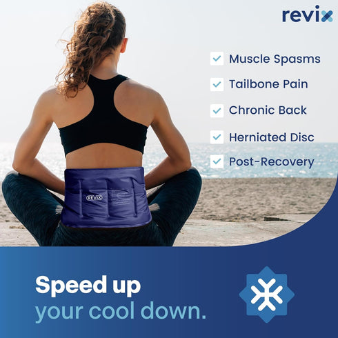 REVIX Reusable Ice Pack for Injuries - Gel for Lower Back Pain Relief, Cold Packs for Back Shoulder, Hip, Wrap Around