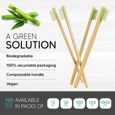 12 Pack Disposable Bamboo Toothbrushes with Built-in Toothpaste, Individually Wrapped, Soft Bristles for Travel