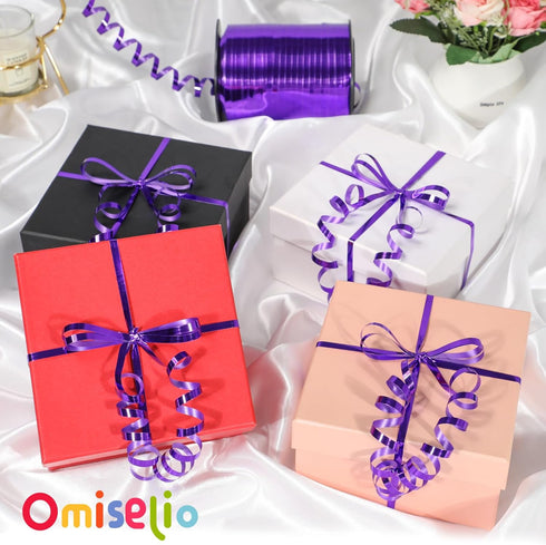 Purple Ribbon, 500 Yard Dark Purple Curling Ribbon, Metallic Shiny Curling Ribbon for Gift Wrapping, Balloon Ribbon, Balloon String, Curly Ribbon for Halloween, Mardi Gras, Mermaid Party