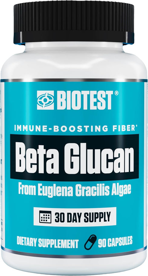 Biotest Beta Glucan Immune-Boosting Fiber, 600mg Euglena Gracilis Algae Source, 90 Capsules, 30 Day Supply