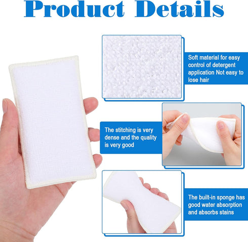 12 Pcs Interior Scrubbing Sponge for Leather, Plastic, Microfiber Kitchen Sponge, Double Sided Cleaning Kit