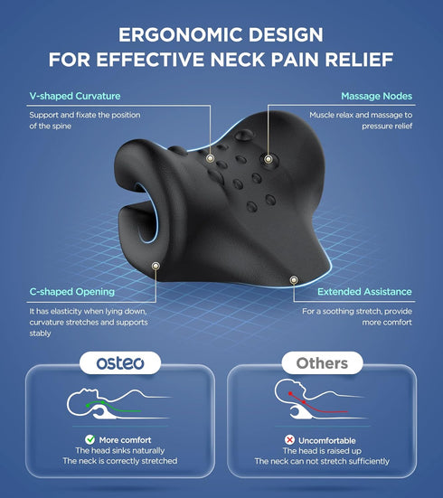 Osteo Neck Stretcher with Magnetic Therapy Cover, Pain Relief Cervical Traction Device, Gentle/Strong Modes for Neck