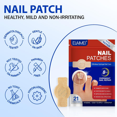 ISUNRISE 42 8-Hour Nail Repair Patches Pcs, Toenail Treatment Extra Strength, Overnight Nail Treatment for Damaged