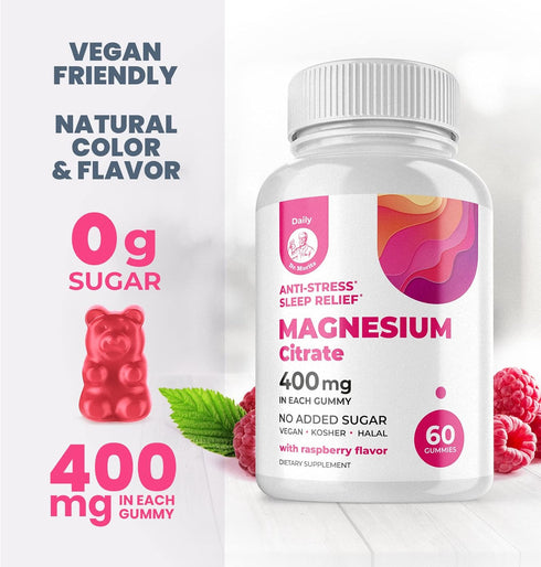DR. MORITZ Magnesium Gummies Sugar-Free - Calm Magnesium Supplement for Children & Adults (120 Count)