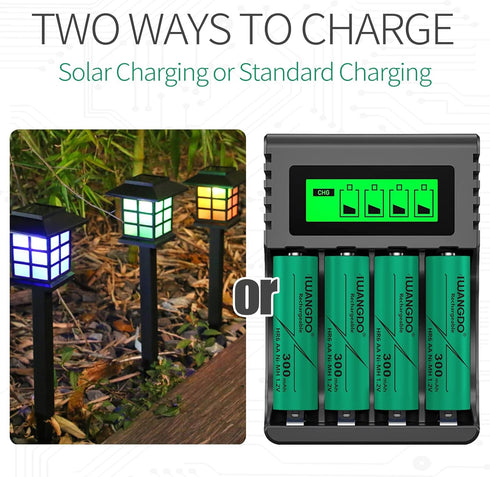 AA HR6 300mAh Ni-MH Rechargeable Batteries for Solar Light Outdoor Yarn Light