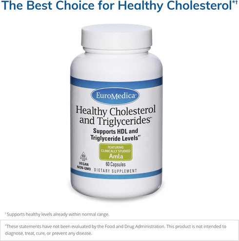 Euromedica Healthy Cholesterol and Triglycerides, 60 Capsules, Supports Healthy HDL & Triglyceride Levels