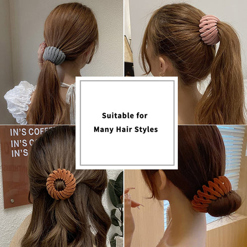 TOBATOBA Bird Nest Magic Hair Clip, 7Pcs Lazy Bird's Nest Plate Hairpin, Expandable Ponytail Holder, Velvet Hair Clips