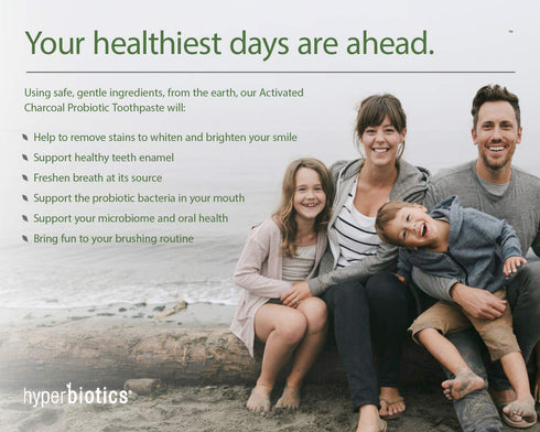Hyperbiotics Probiotic Toothpaste with Activated Charcoal | Oral Probiotics for Women and Men | Fluoride Free Whitening