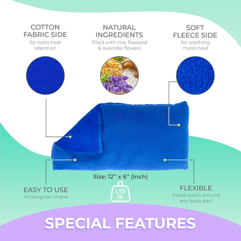My Heating Pad for Pain Relief - Moist Microwavable Pad for Joints and Muscles, 1 Pack Blue, Lavender Scent