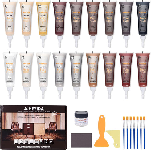 Wood Furniture Repair Kit - 18 Colors Wood Filler for Hardwood Laminate Vinyl Floor Touch Up Kit