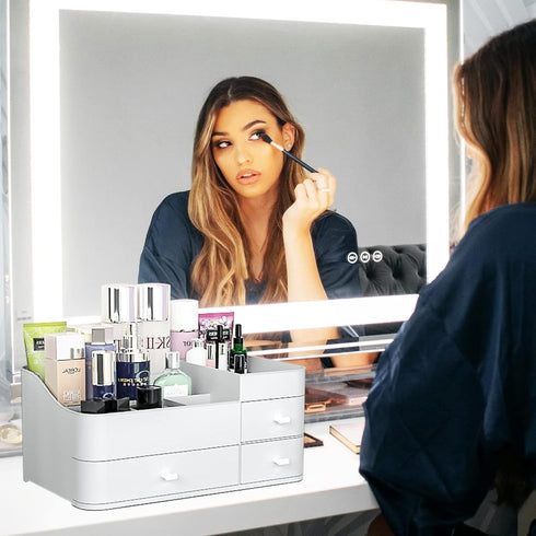 Makeup Organizer for Vanity, Large Capacity with Drawers, Skin Care Organizer, Cosmetic Display Cases for Countertop