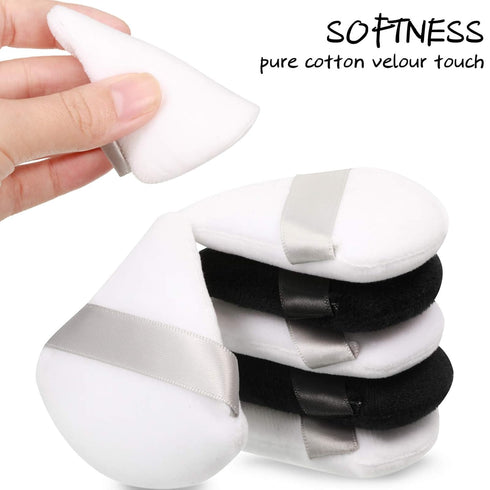Maitys 10 Pcs Triangle Powder Makeup Puffs, Soft Velour Puff Beauty Setting Sponge for Loose Foundation