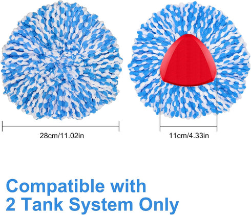 5 Pack Spin Mop Heads Replacement, Blue RinseClean Spin Mop Refill for Ocedar 2 Tank System Triangle Mop-Head