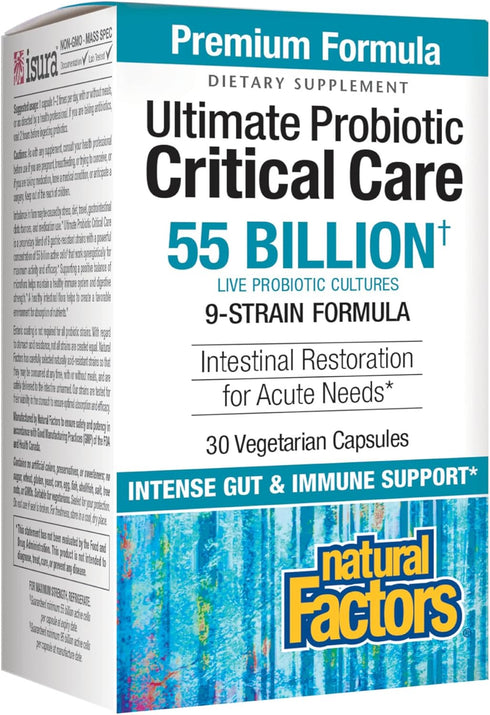 Natural Factors Ultimate Probiotic Critical Care, 55 Billion CFU, Supports Intestinal Restoration with 9 Strains