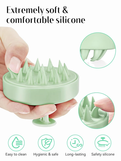 HEETA Scalp Massager Hair Growth, Soft Silicone Bristles for Dandruff Removal and Scalp Exfoliation, Lime Green