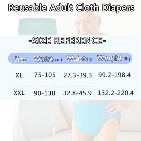 ZSVUCWPYO 2 Pack Adult Cloth Diapers Reusable Adult Diapers for Women Men,Waterproof Adjustable Cloth Incontinence