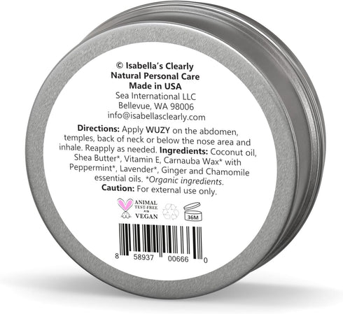 Clearly WUZY Aromatherapy Rub for Morning and Motion Sickness, Natural Remedy with Ginger, Peppermint, Lavender, Made