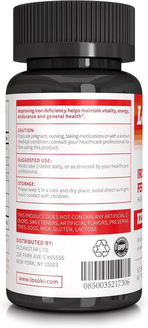 Iron Bisglycinate 20 mg with Vitamin C, B12, American Ginseng & Probiotics - Gentle on Stomach, Supports Energy & Iron