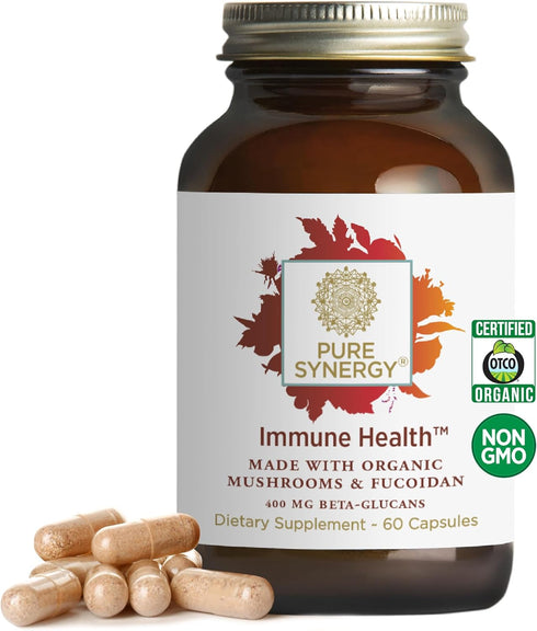 PURE SYNERGY Immune Health Mushroom Supplement, Astragalus and Beta-Glucan Extracts, 60 Capsules