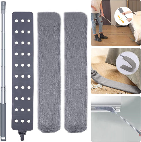 Retractable Gap Dust Cleaner, Microfiber Hand Duster, Telescopic Dust Brush for Home Cleaning, 55.2in, Grey