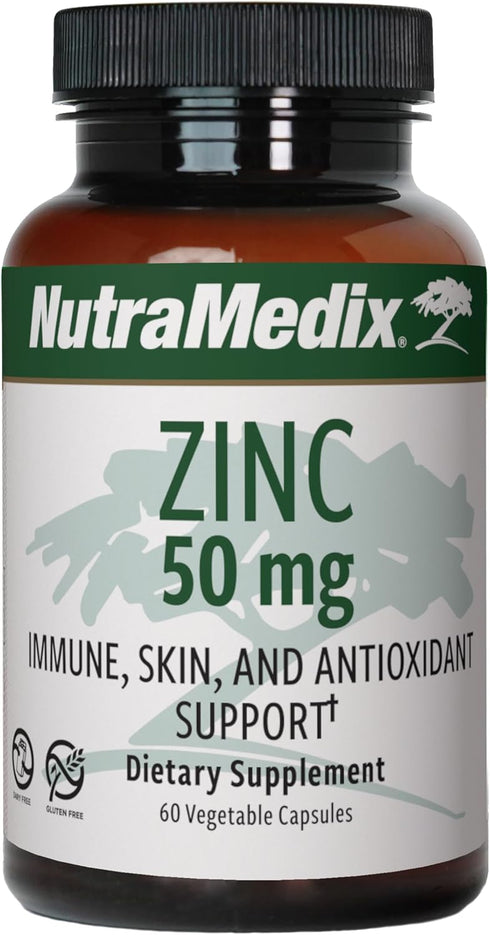NutraMedix Zinc 50mg - Zinc Supplements for Immune Defense, Skin Health & Antioxidant Support (60 Capsules)