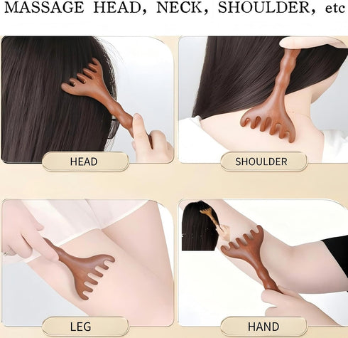 KINTEGOOD Sandalwood Massage Comb, Long Handle Wooden Scalp Massager, Gua Sha Tool for Head, Neck and Face, Scalp
