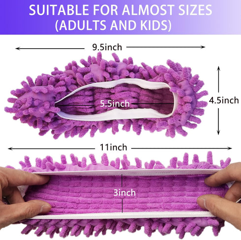 6 Pcs Shoes Cover Duster: Reusable Microfiber Dust Mops, Multi-Purpose Floor Cleaning Slippers for Home and Office