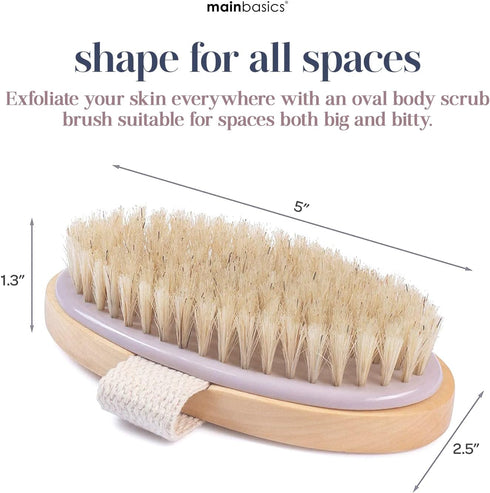 MainBasics Dry Brushing Body Brush for Lymphatic Drainage, Cellulite, Blood Circulation with Natural Bristles